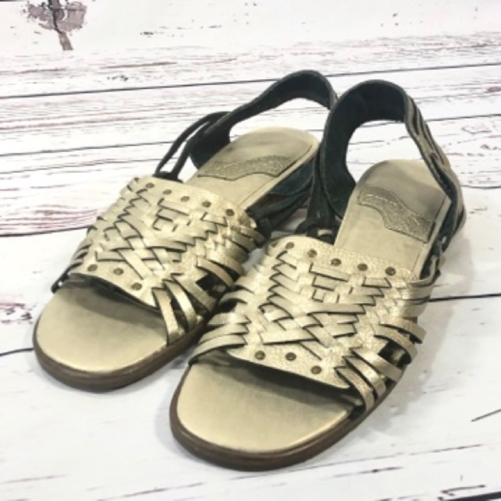 Luna Rose Metallic Gold Woven Leather Sandals